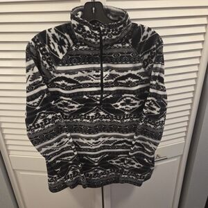 Eddie Bauer Aztec Fleece Quaryer Zipper Black